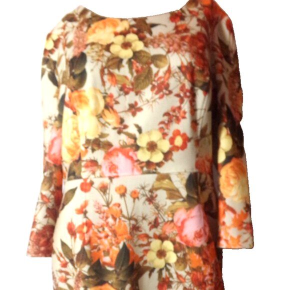 nwts talbots sz.10, 3/4 sleeve fall floral multi color shift dress - Picture 1 of 9